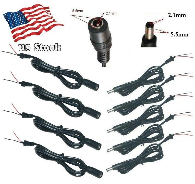 Sunvision CCTV x8 38” DC Power Female/Male Plug Pigtail Cable for Surveillance