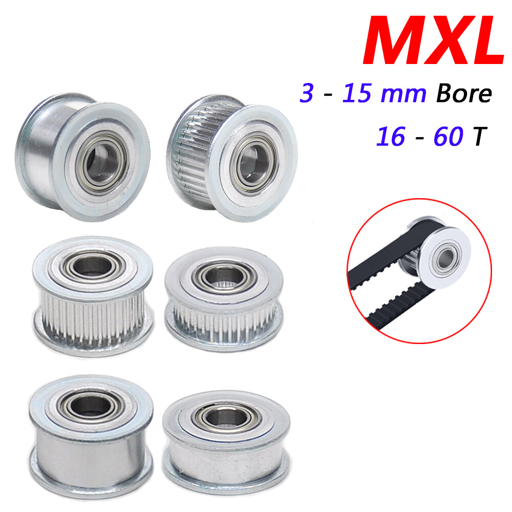MXL Timing Belt Pulleys Idler Pulley 3mm to 15mm Bore 16T-60T for 3D Printer CNC