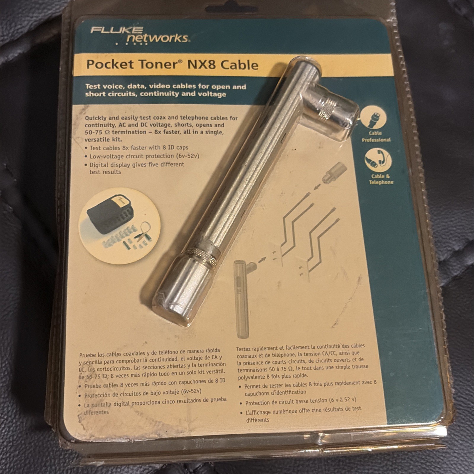 Fluke Networks Pocket Toner NX8 Tester Kit PTNX8-CABLE NOS - Sealed lOld Stock