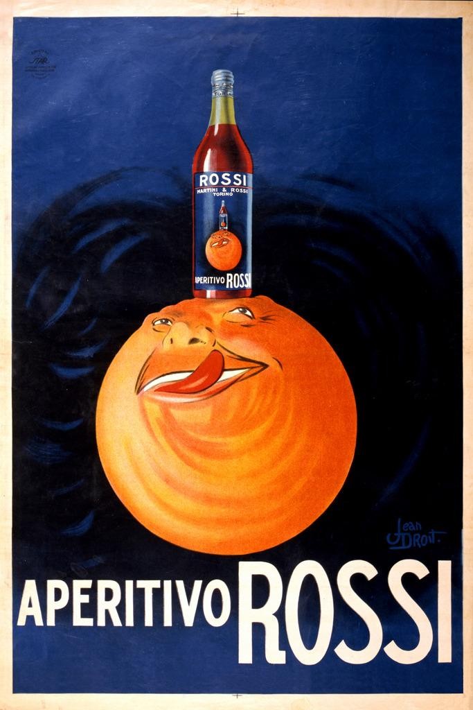 Aperitivo Rossi Orange Italian Liquor Vintage Illustration Art Deco Vintage Fren