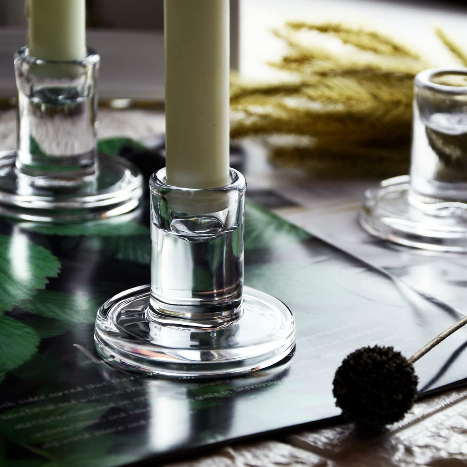 4pcs Taper Candle Holders, Glass Crystal Candlestick Holders Bulk, Clear Cand...