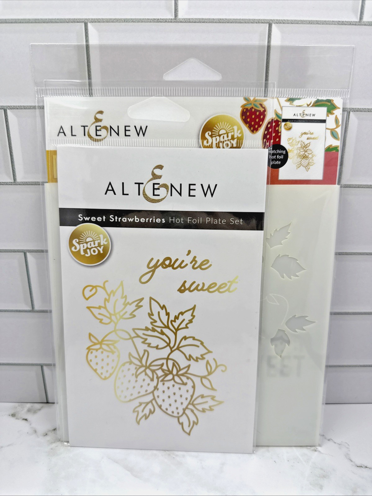 Altenew Spark Joy: Sweet Strawberries Hot Foil Plate and Layering Stencil Set