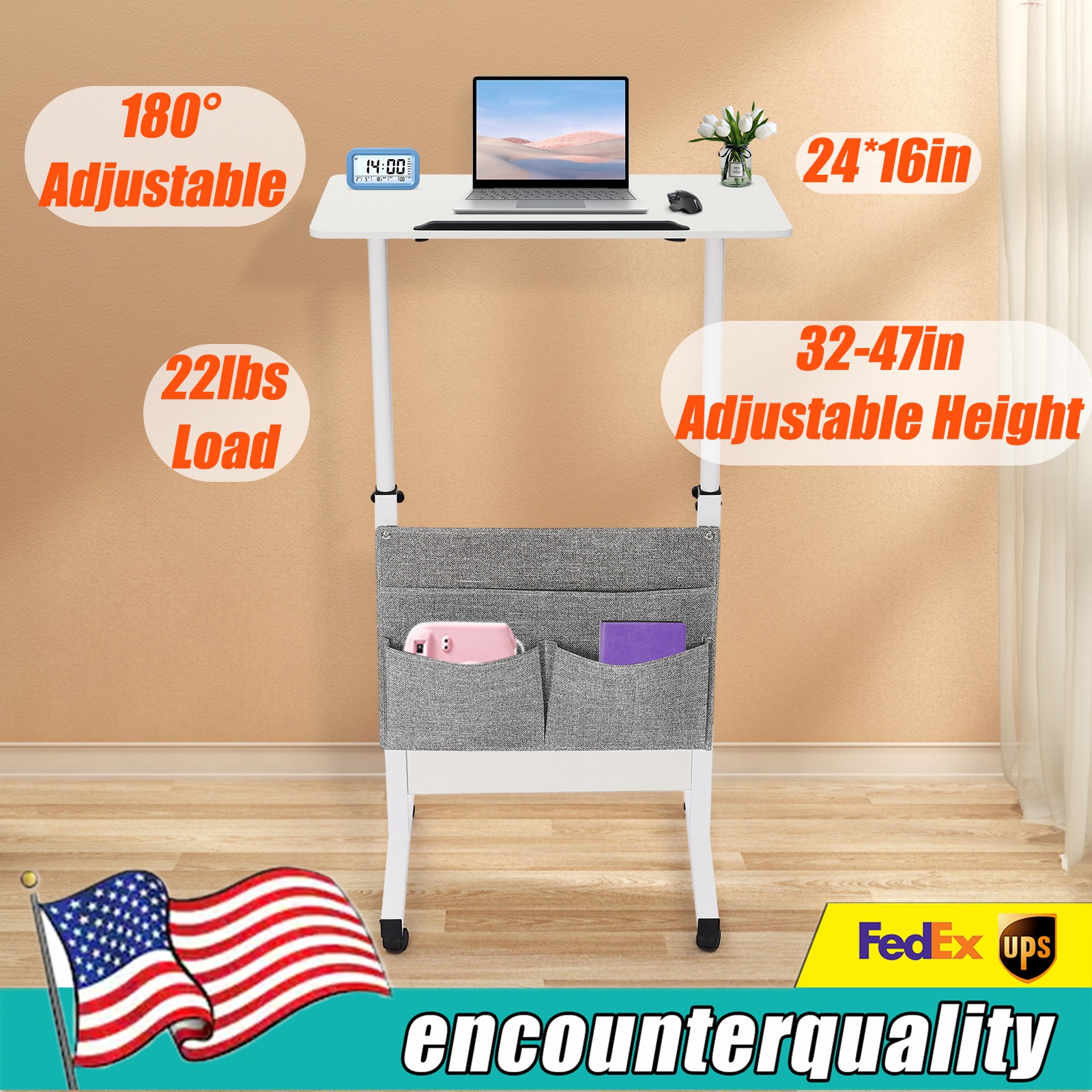 32-47in Adjustable Height Standing Desk Mobile Standing Computer Desk For Office