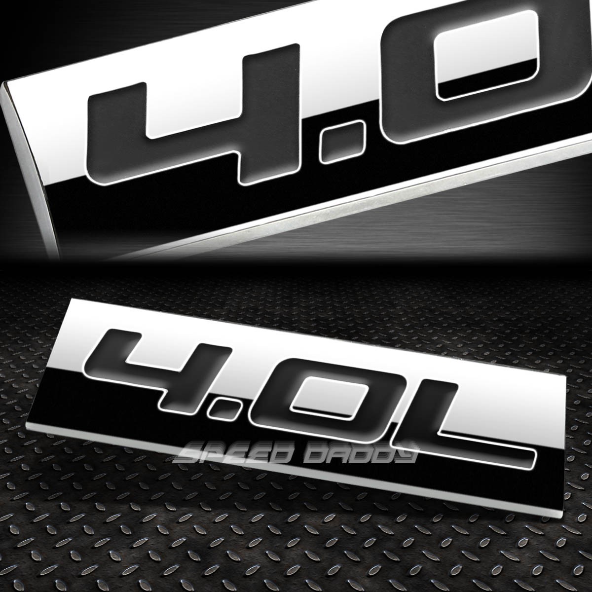 METAL EMBLEM CAR BUMPER TRUNK FENDER DECAL LOGO BADGE CHROME BLACK 4.0L 4.0 L