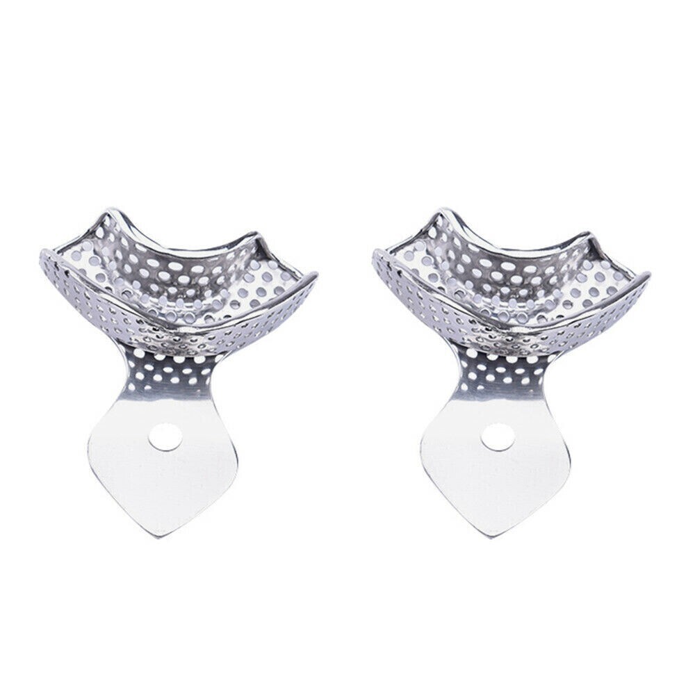 2 Pcs 1 Pair Stainless Steel Dental Anterior Impression Trays Upper Lower
