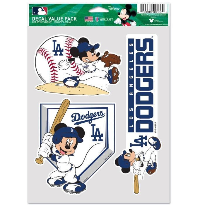 LOS ANGELES DODGERS MICKEY MOUSE 3 PIECE MULTI-USE DECALS DISNEY LICENSED