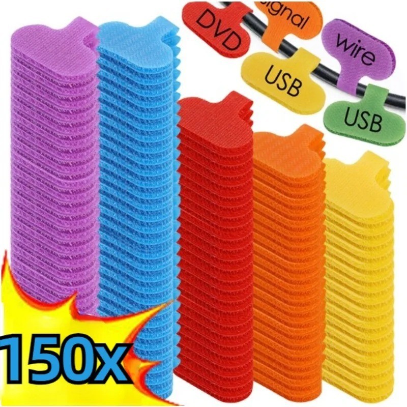 150-10 pcsNylon Cable Labels Reusable Cable Tags Wraps Flexible Cable Organizer