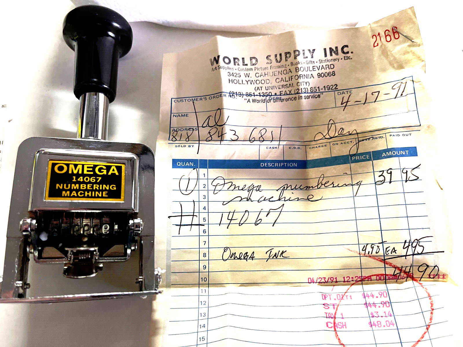 Omega Sr. Numbering Machine #14067 - 6 wheels - 7 Actions