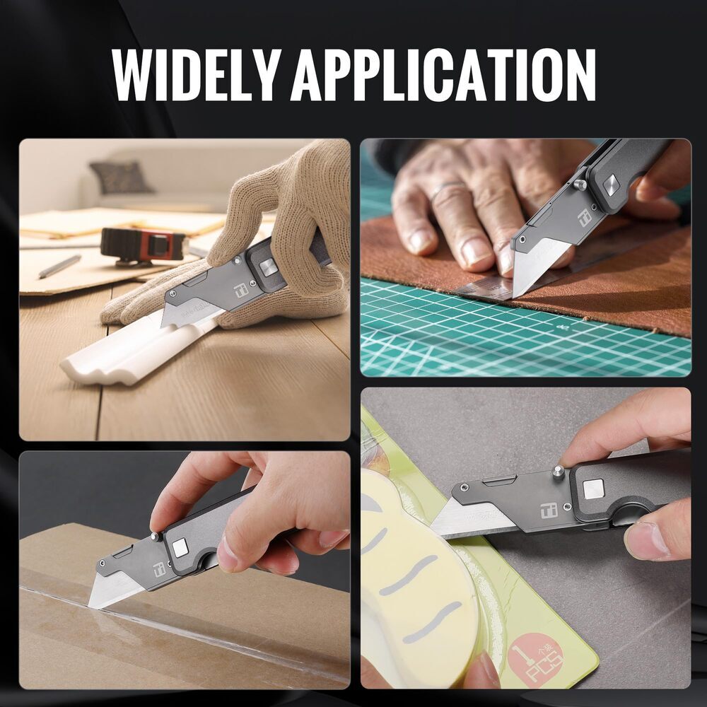 WORKPRO Folding Utility Knife Titanium CNC Unibody Box Cutter Quick Change Blade