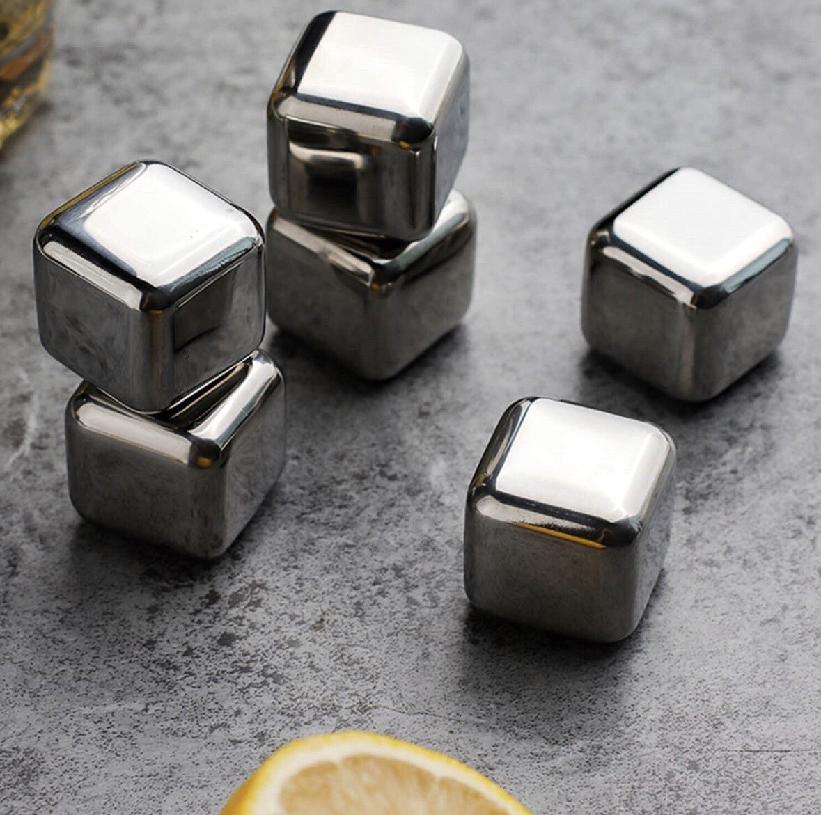Metal Whiskey Stones 6 Steel Whiskey Rocks | Metal Ice Cubes to Chill Bourbon