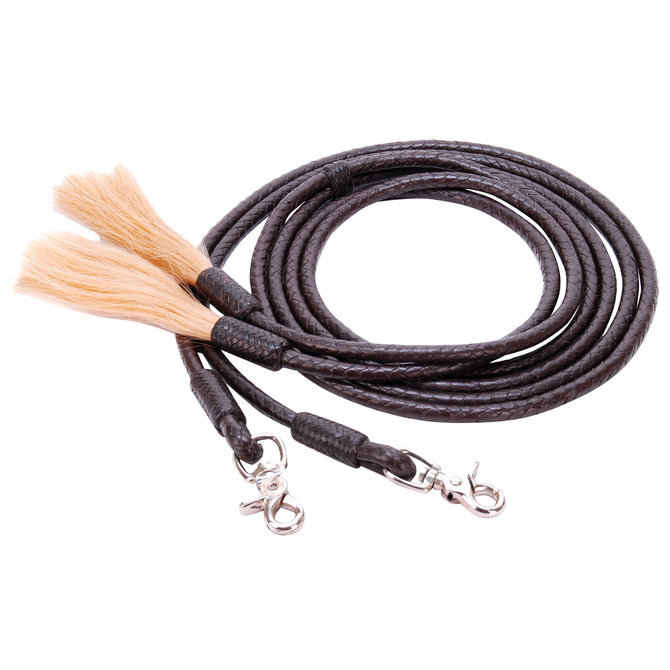 Western Black Softy Leather Rommel Reins with Trigger Snaps & Tassel