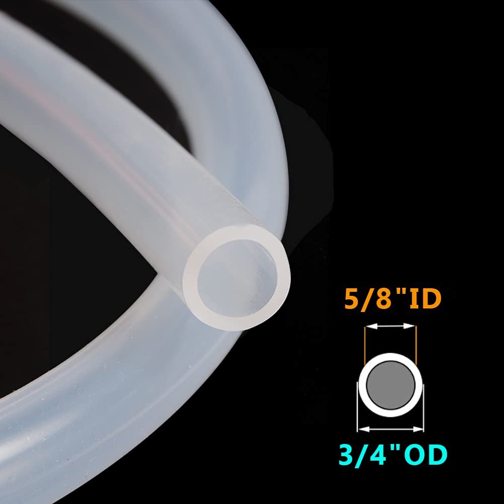Feelers 5/8"ID-3/4" OD Silicone Tubing Food Grade Pure 5/8"ID-3/4"OD, White