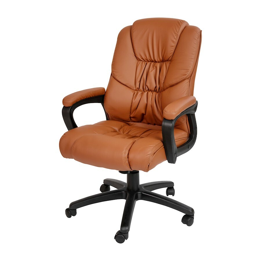 Flash Brown LeatherSoft Swivel Office Chair/Padded Arms - CX-1179H-BR-GG