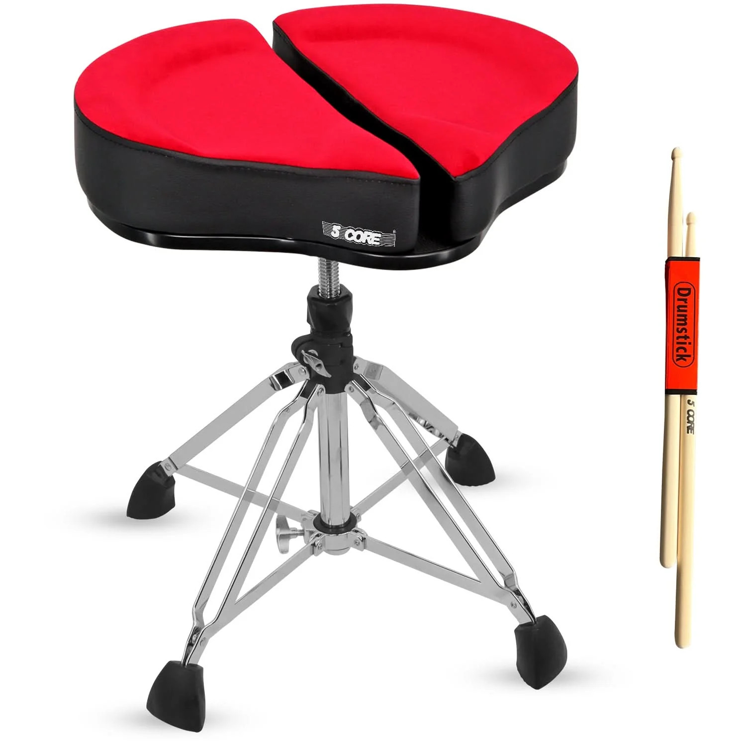 5 Core Drum Throne 4" Padded Split Spine Support Seat Adjustable 350Lb Capacity