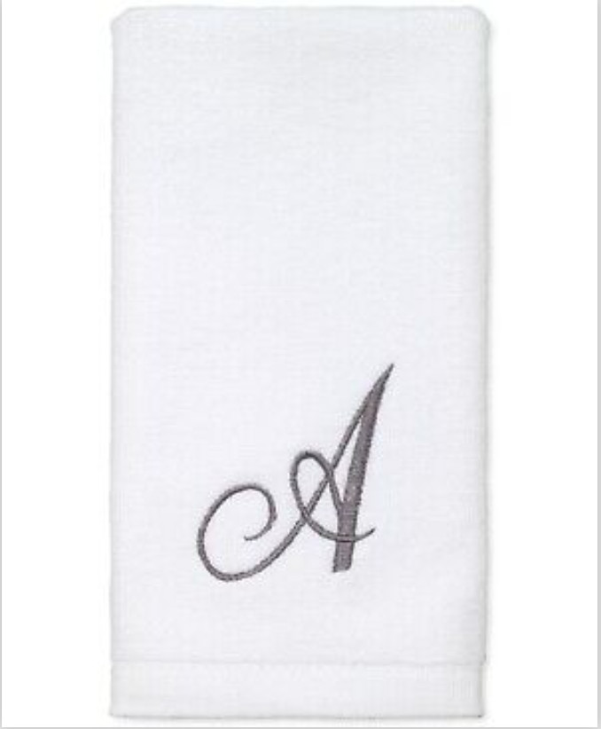 Avanti Script Monogram Cotton Fingertip Towel Lotion Pump 3-Pc. Gift Box Set "A"