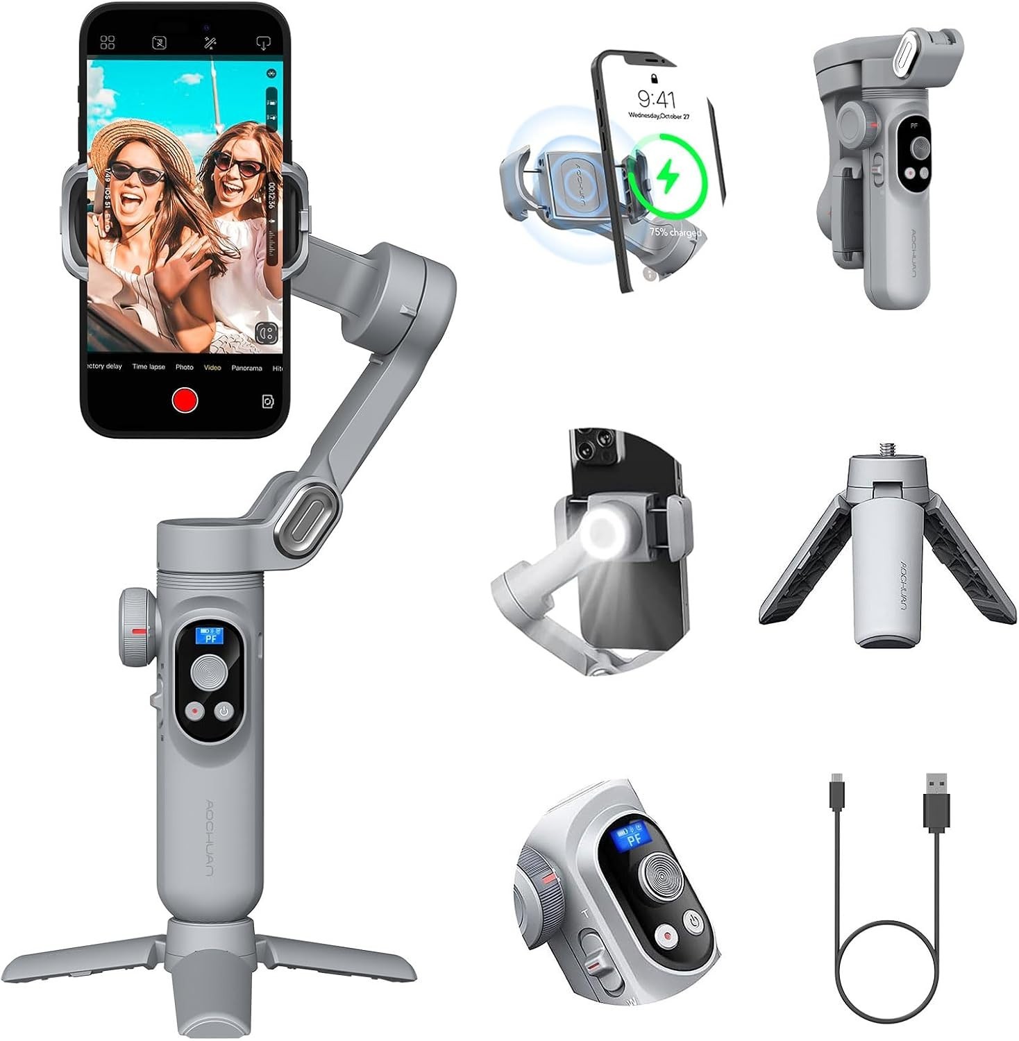 Smart X Pro Phone Gimbal for iPhone Android Smartphone Foldable Stabilizer OLED