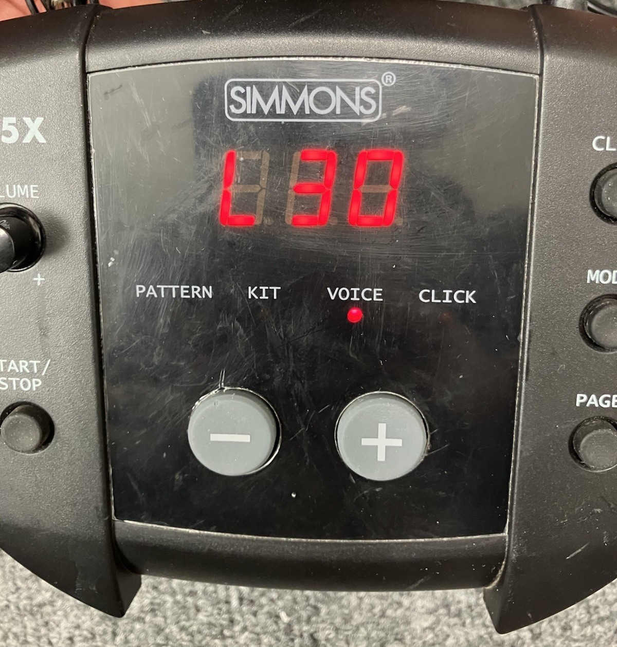 Simmons SD5X Electronic Drum Module and harness. No Power Supply.