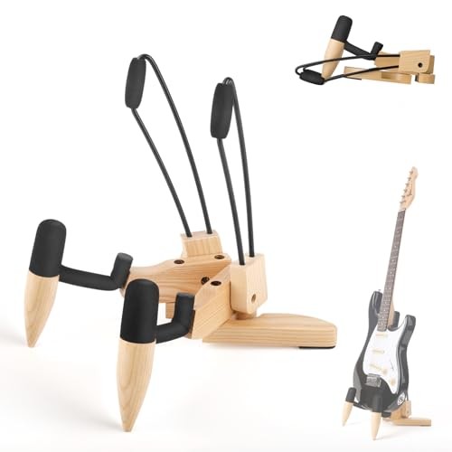 Electric Guitar Floor Stand, Bass Guitar Stand, Folding Wooden Floor Ashwood