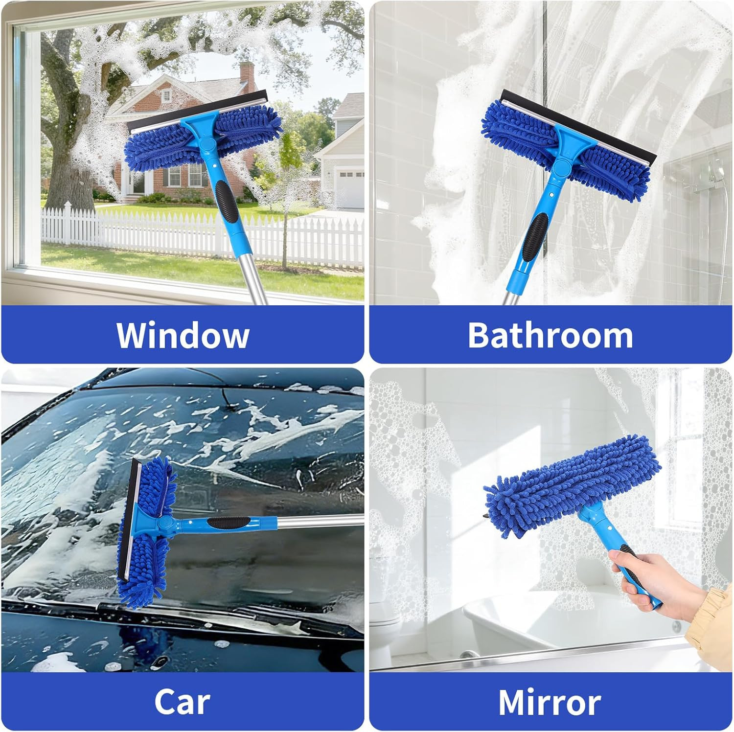 67" Squeegee Window Cleaner, 2 in 1 Professional Window Cleaning Tool Kit