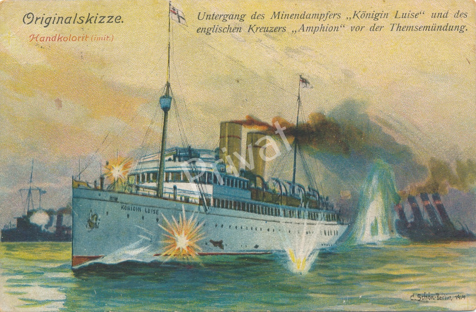 Kriegsmarine Queen Luise Minelayer Photo At Thames Entrance M1.84