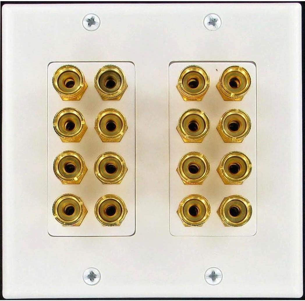 Speaker Wall Plate 16 Post for 8 Speakers and Color Coded for Home Theater Syste