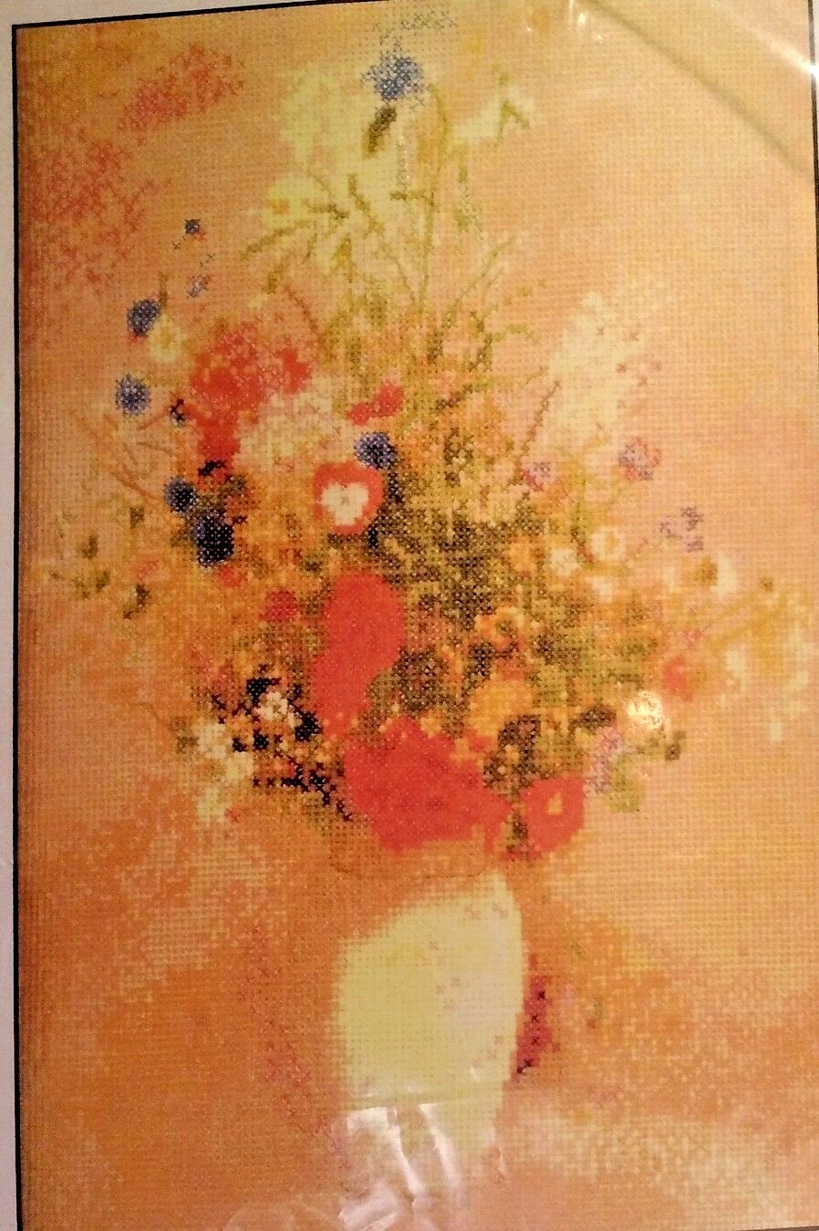 Redon Flowers Sally Boyd C86712 #BD-01 Floral Vase Cross Stitch Kit New