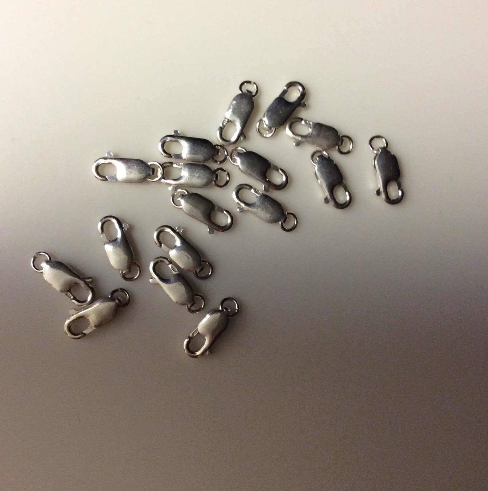 (2) New 925 Sterling Silver Lobster w/ Ring 8x3mm