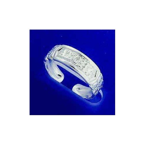 SILVER "ALOHA" PLUMERIA FLOWER SCROLL TOE RING