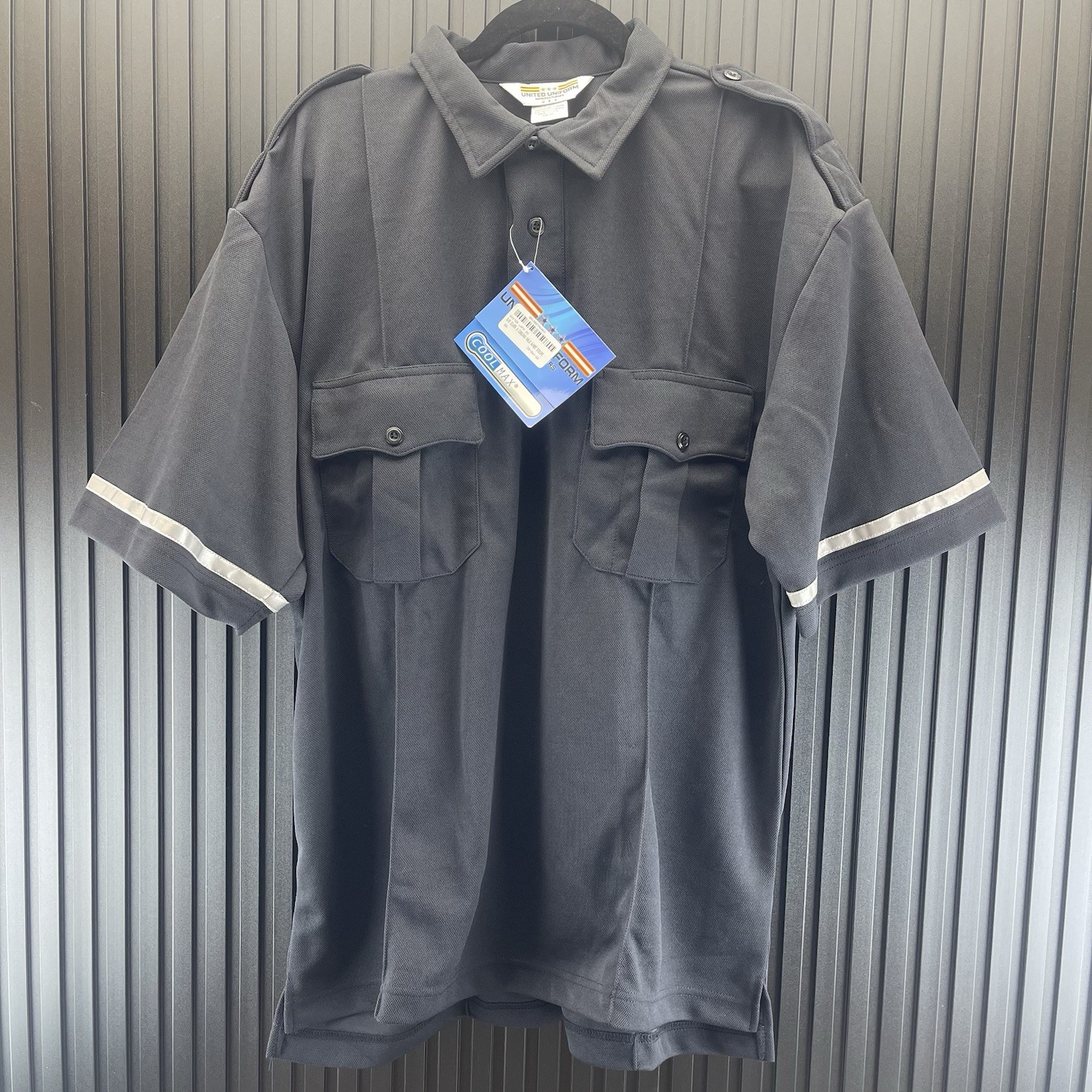 United Uniform Coolmax Size 2XL Mens Navy Pocket & Epaulets Polo Shirt