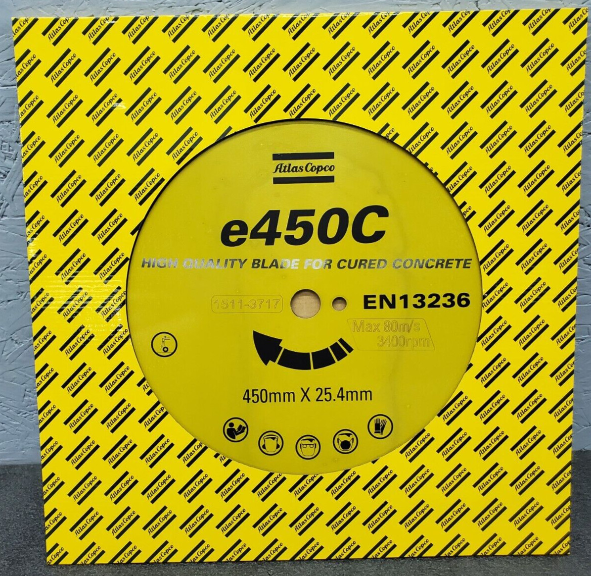18" Segmented Cured Concrete Diamond Saw Blade, Atlas Copco, e450C, 450mm