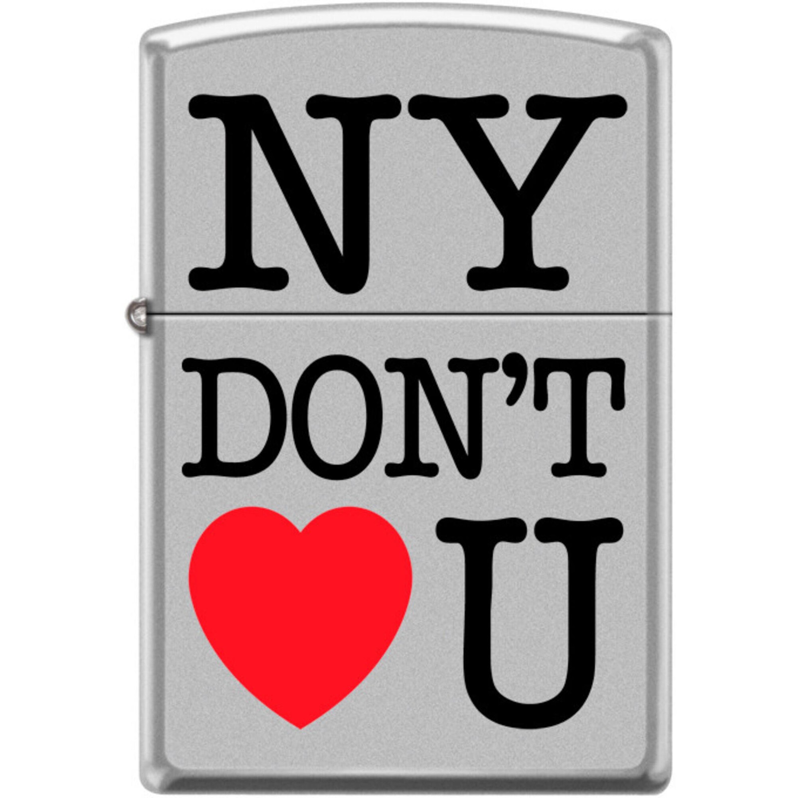 Zippo Windproof Pocket Lighter New York Don't Love U Satin Chrome Metal XC386