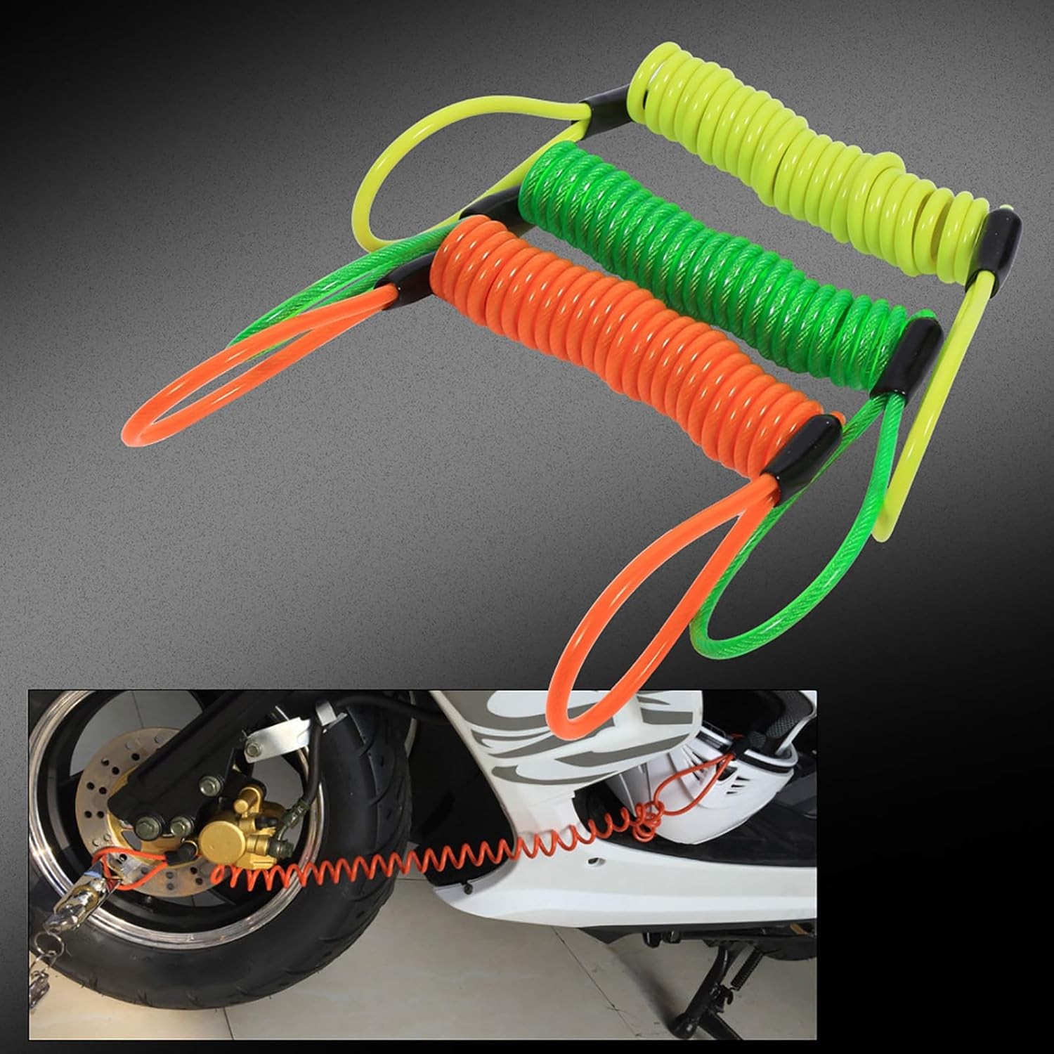 Motorcycle Reminder Cable, Bike Alarm Disc Lock Antitheft Security Spring Remind