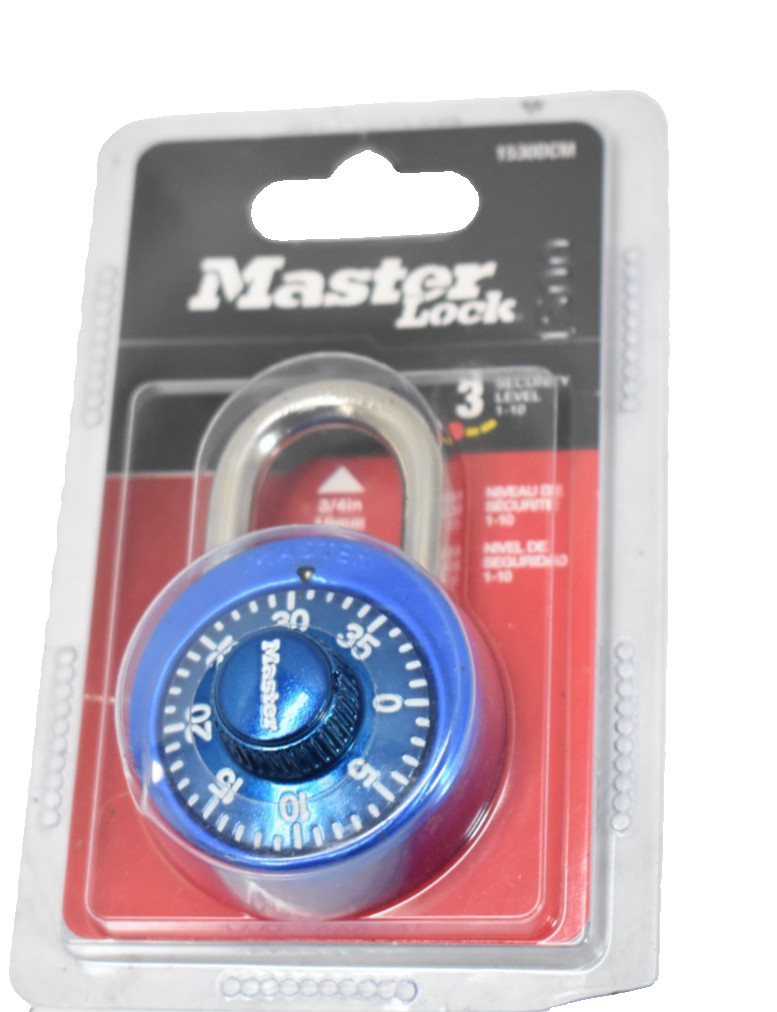 Master Lock Combination Padlock 1-7/8 Assorted 1530DCM Hardened Shackle Blue