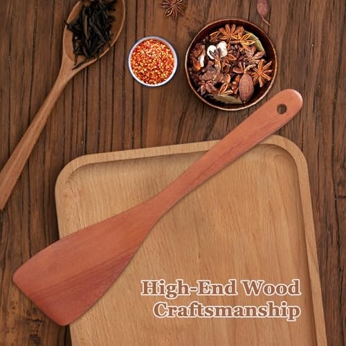 2 Pcs Solid Wood Spatula Set for Nonstick Pans, 12-inch Ergonomic Kitchen Tool