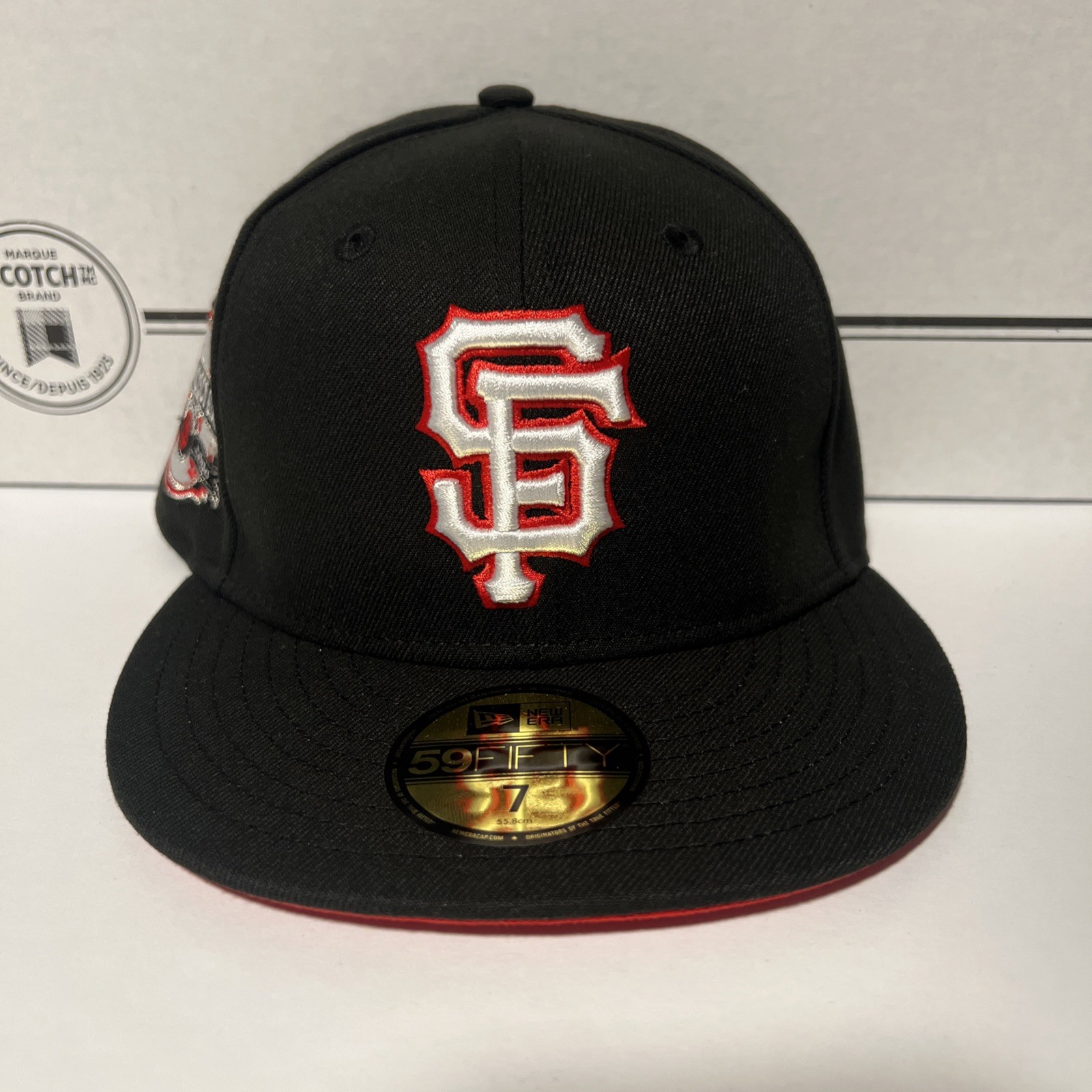 New Era San Francisco Giants Black/red 2000 Patch Hat Size 7