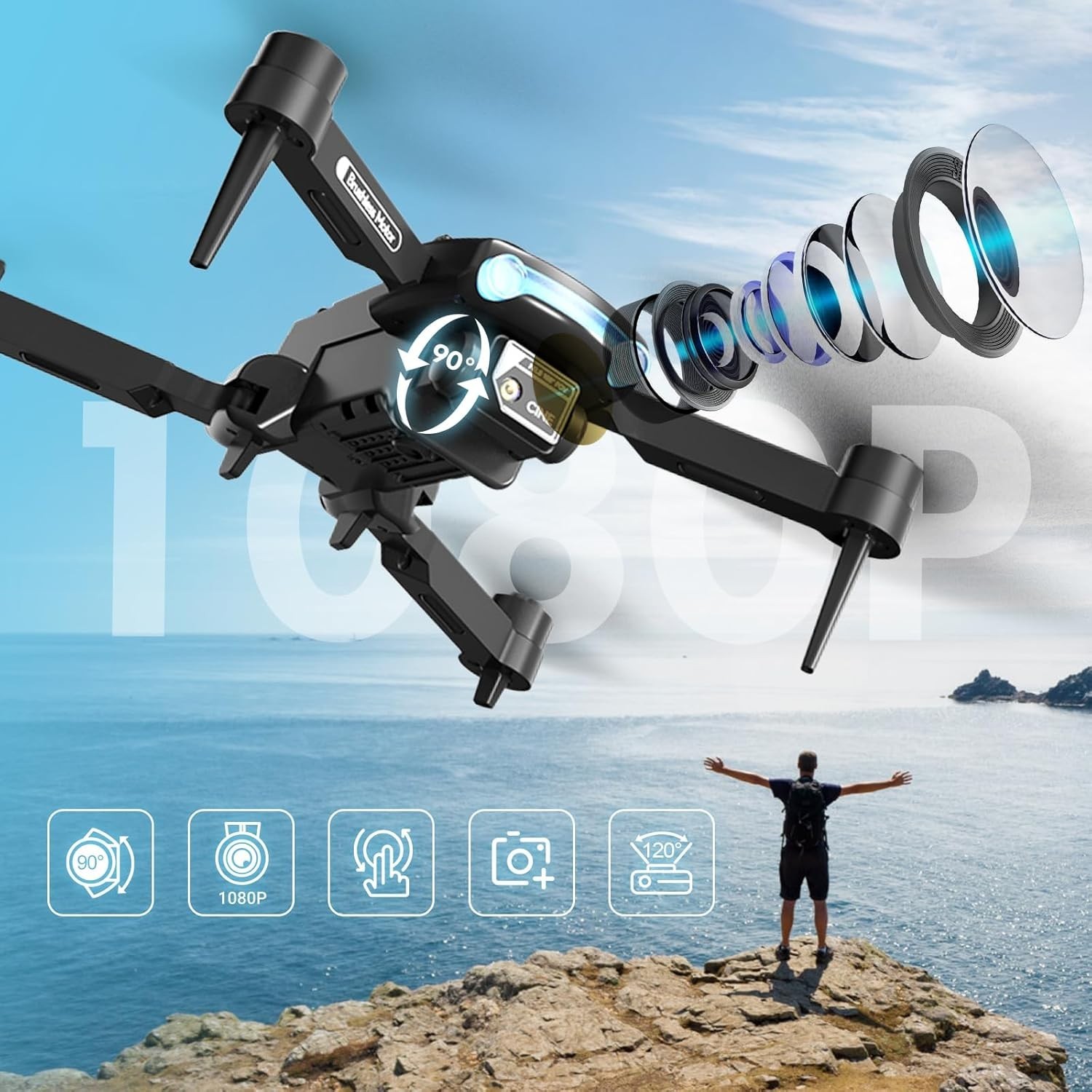 Drone with Camera 1080P HD Foldable Quadcopter 50 Min Flight Obstacle Avoidance