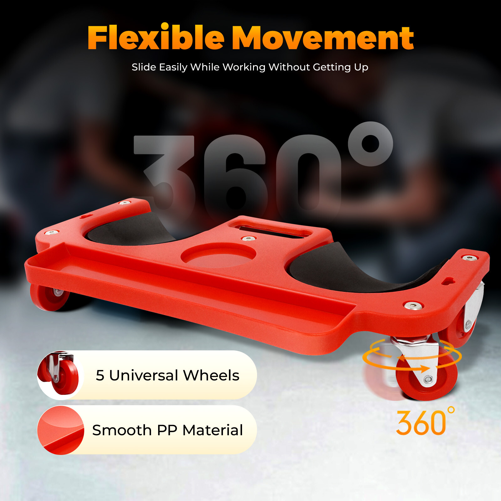 Rolling Knee Pads With Wheels Creeper Used For Tile Work Floor Construction Red