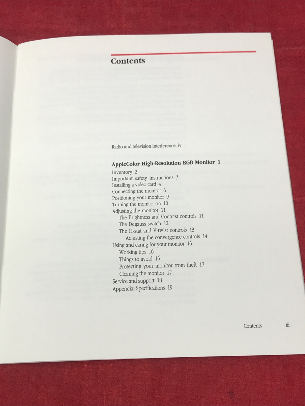 1989 Apple Macintosh AppleColor High Resolution RGB Monitor Owner’s Guide Manual