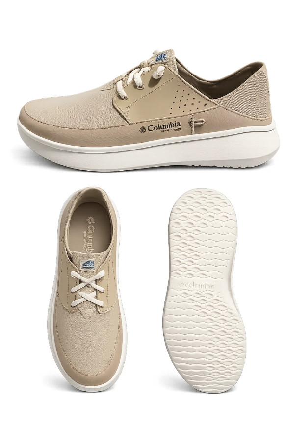 NIB COLUMBIA 2063071-271 MEN BOATSIDE RELAXED PFG OMNI GRIP FOSSIL/CYPRESS SHOES