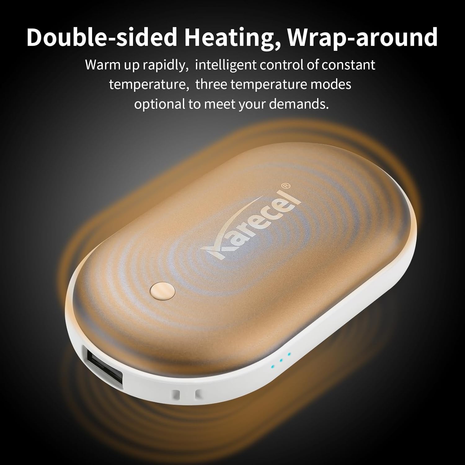 Karecel Rechargeable Hand Warmer, 5200mAh Double-Sided Instant Heating
