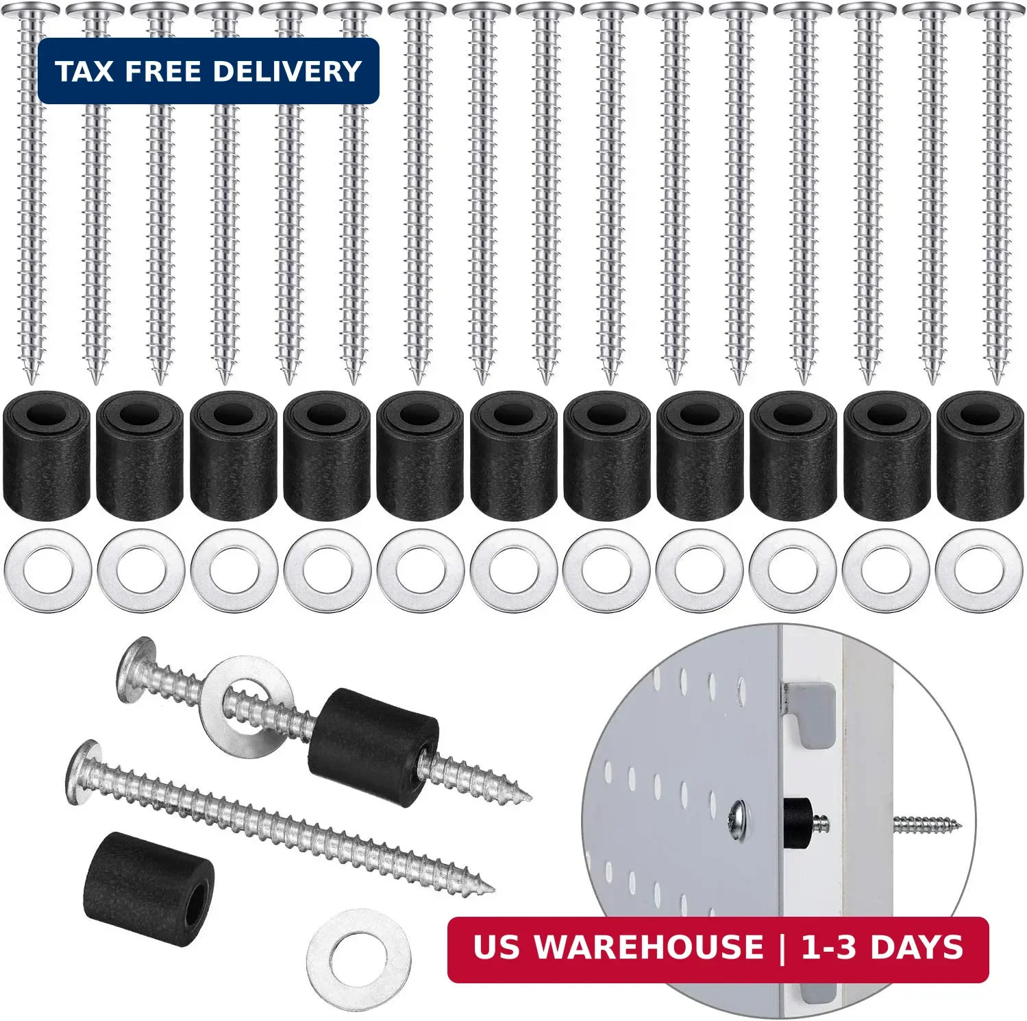 48 Sets Pegboard Spacers Mounting Kit, Magnetic Pegboard Includes Screws, Spacer