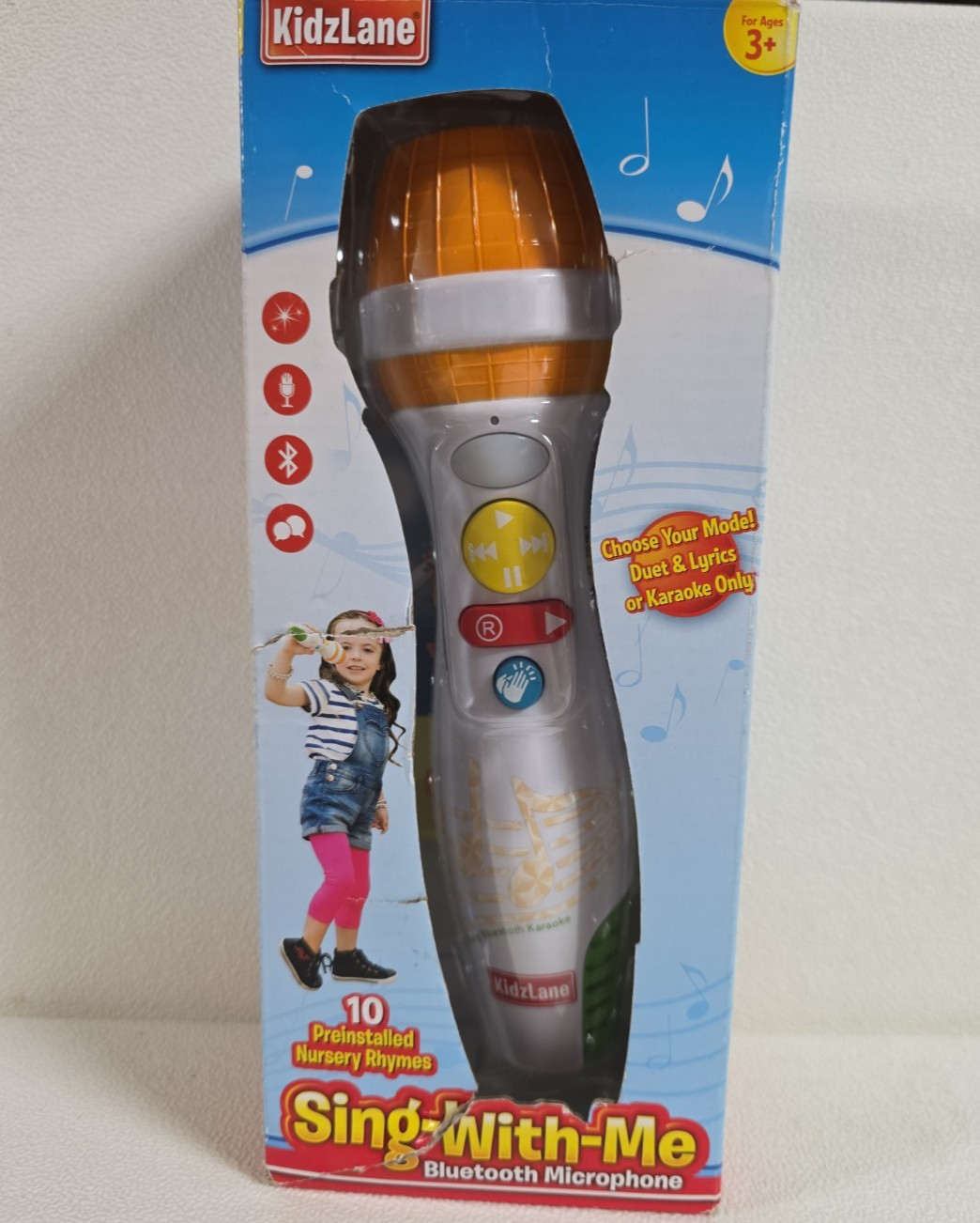 KidzLane Microphone Sing With Me Bluetooth Karoke Duet Lyrics Ages 3+