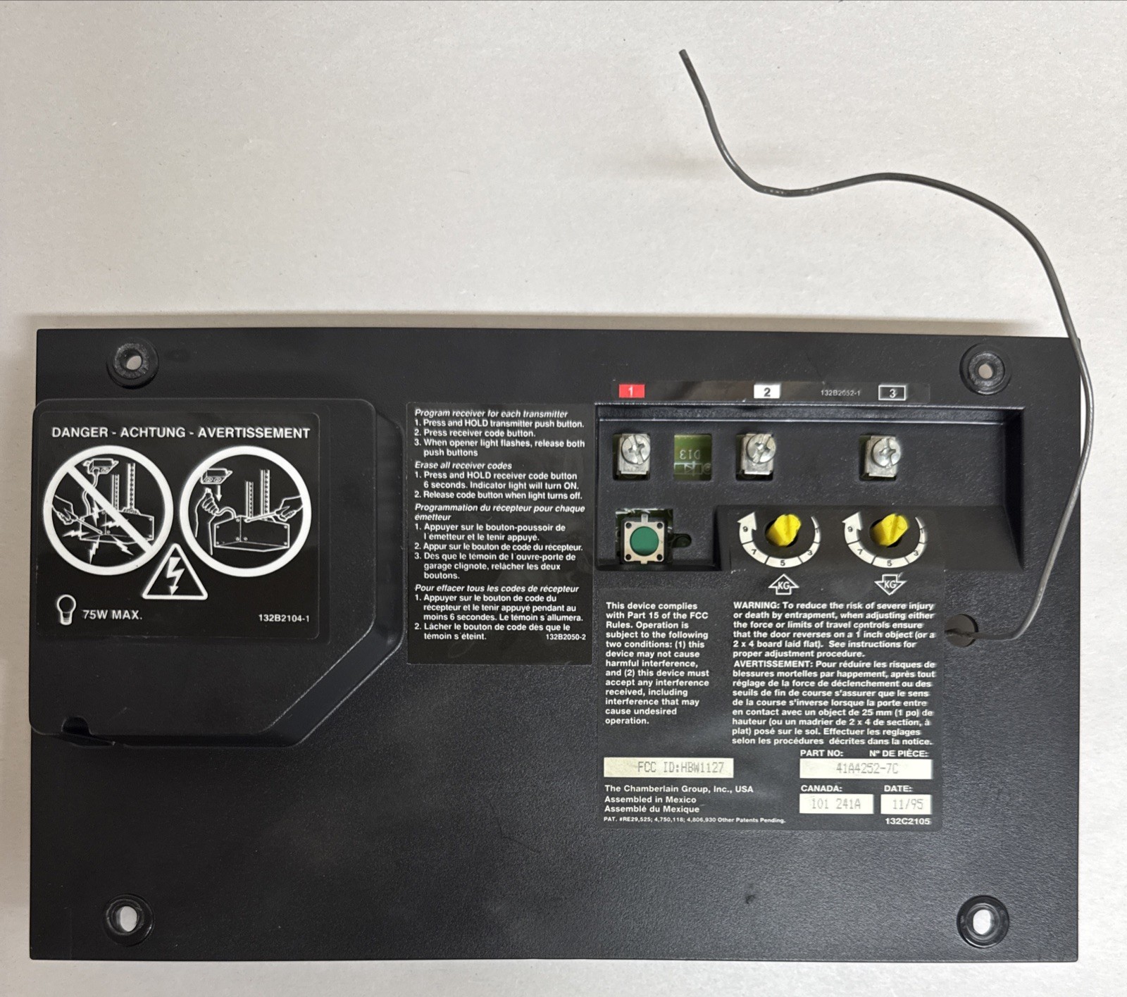 41A4252-7C Chamberlain Garage Door Opener Logic Board Receiver Green WORKS