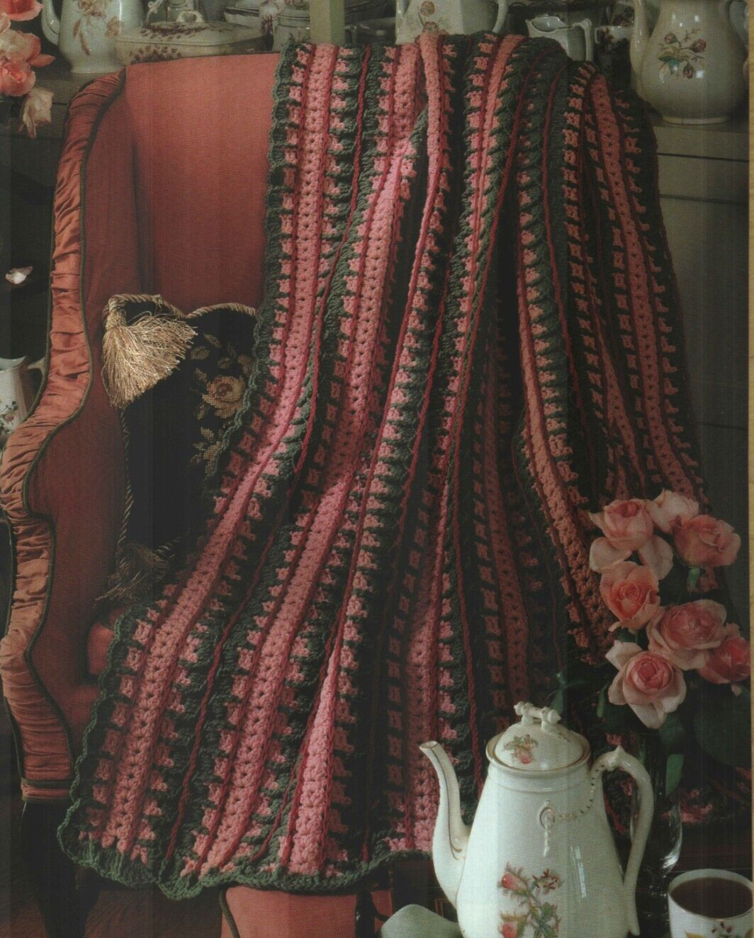 ENGLISH GARDEN AFGHAN HOME DECOR CROCHET PATTERN INSTRUCTIONS