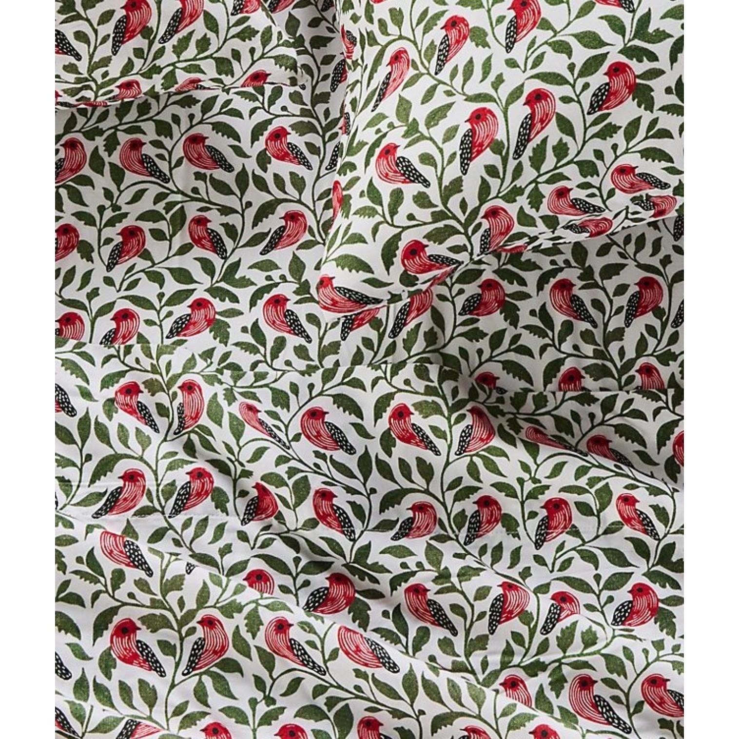 Anthropologie Pillowcases KING Cotton Modal Print Birds & Vines New Set of 2