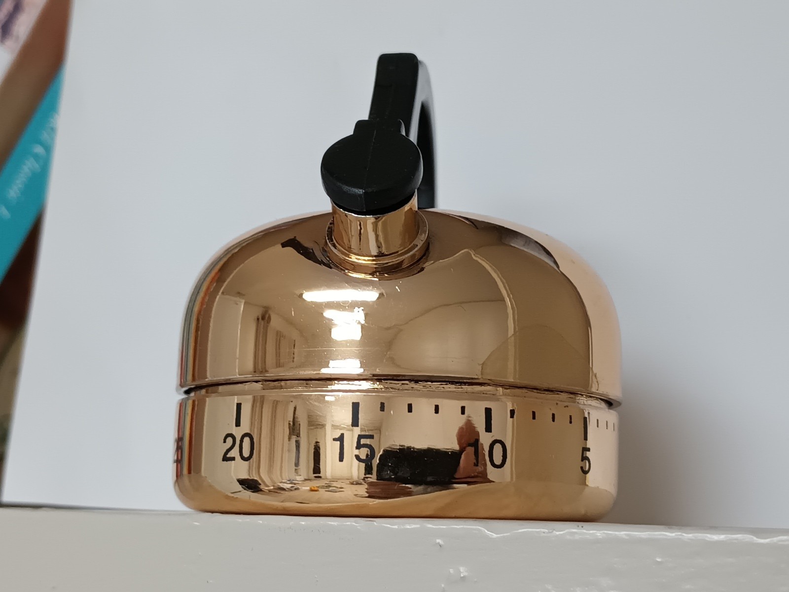 TEA KETTLE 60 MINUTE MECHANICAL KITCHEN TIMER Gold Tone