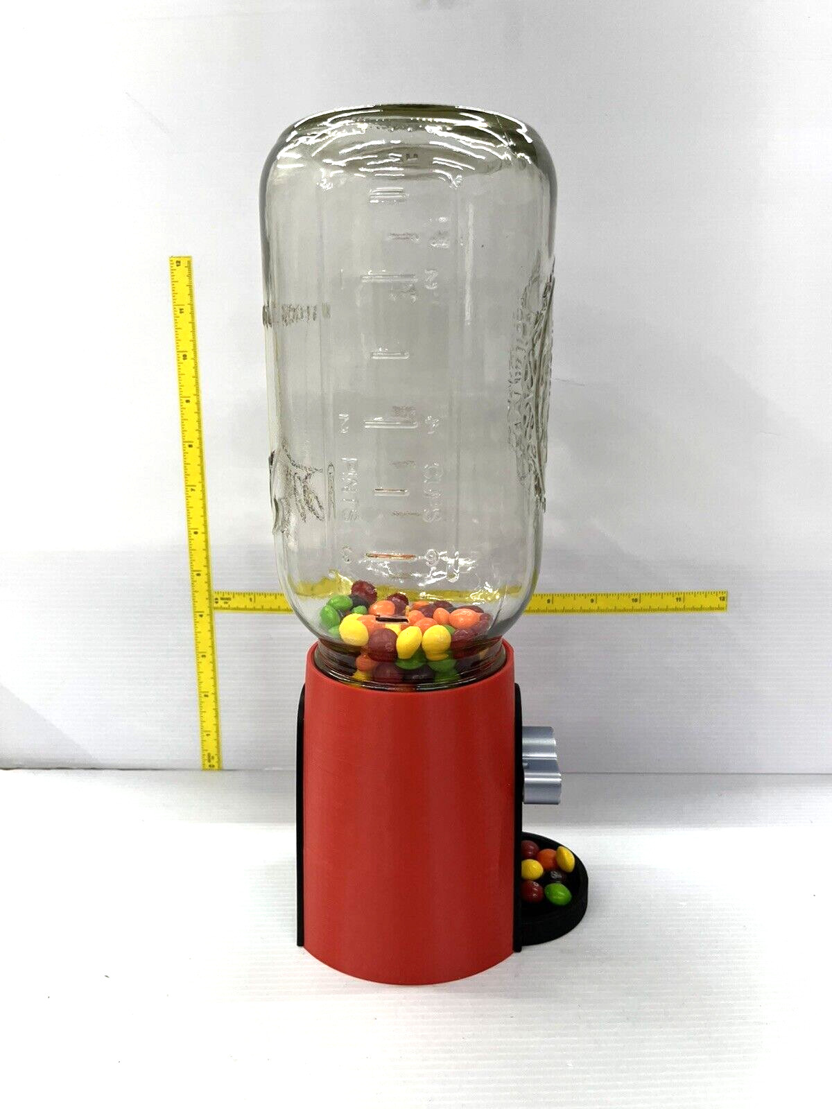 Large Mason Jar Candy Dispenser in red