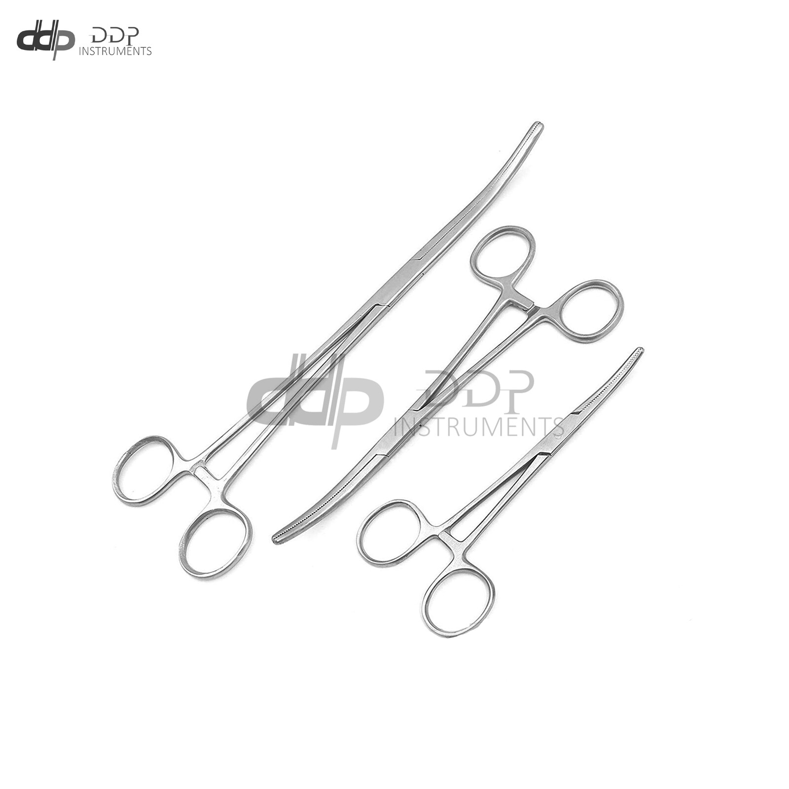 Lot Of 3 Pean HEMOSTAT Forceps Curved 6" 8" 10'' Full Serrated Stainless Steel