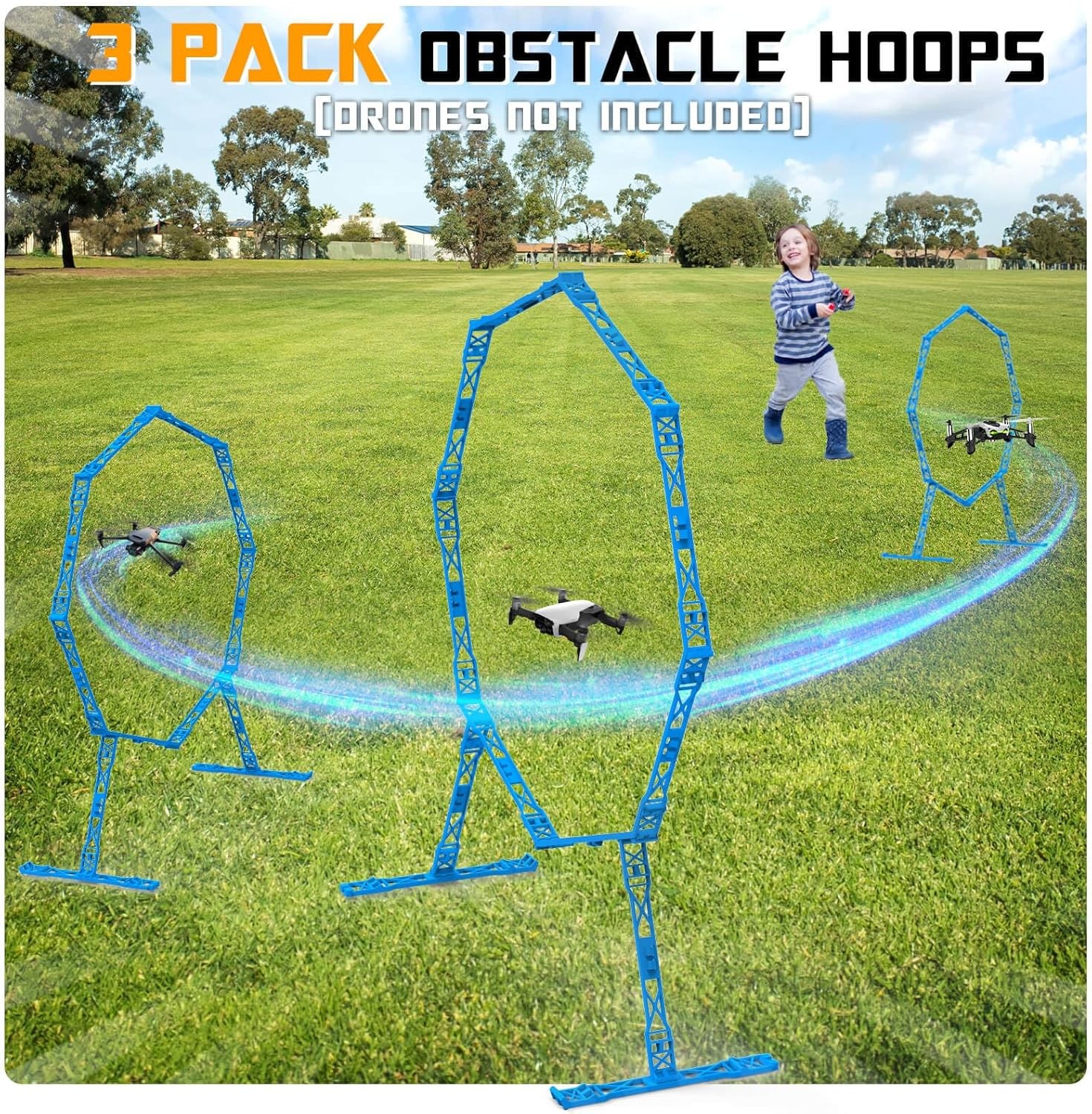 Drone Obstacle Course, Includes 3 Pack Easy to Build Blue *3