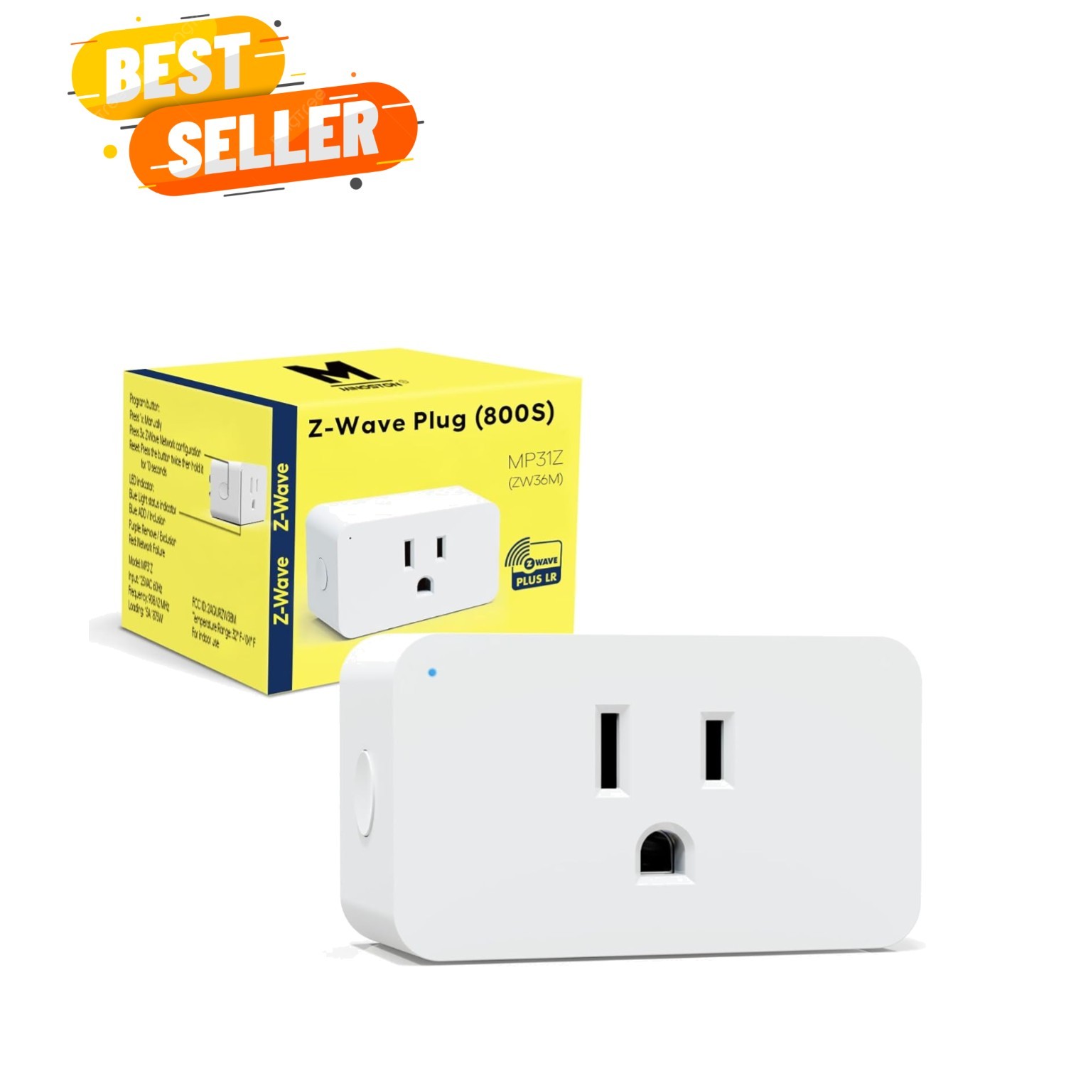 Z-Wave Plug, 800 Smart Plug, Built-in Repeater Range Extender, 1300FT LR Rang...